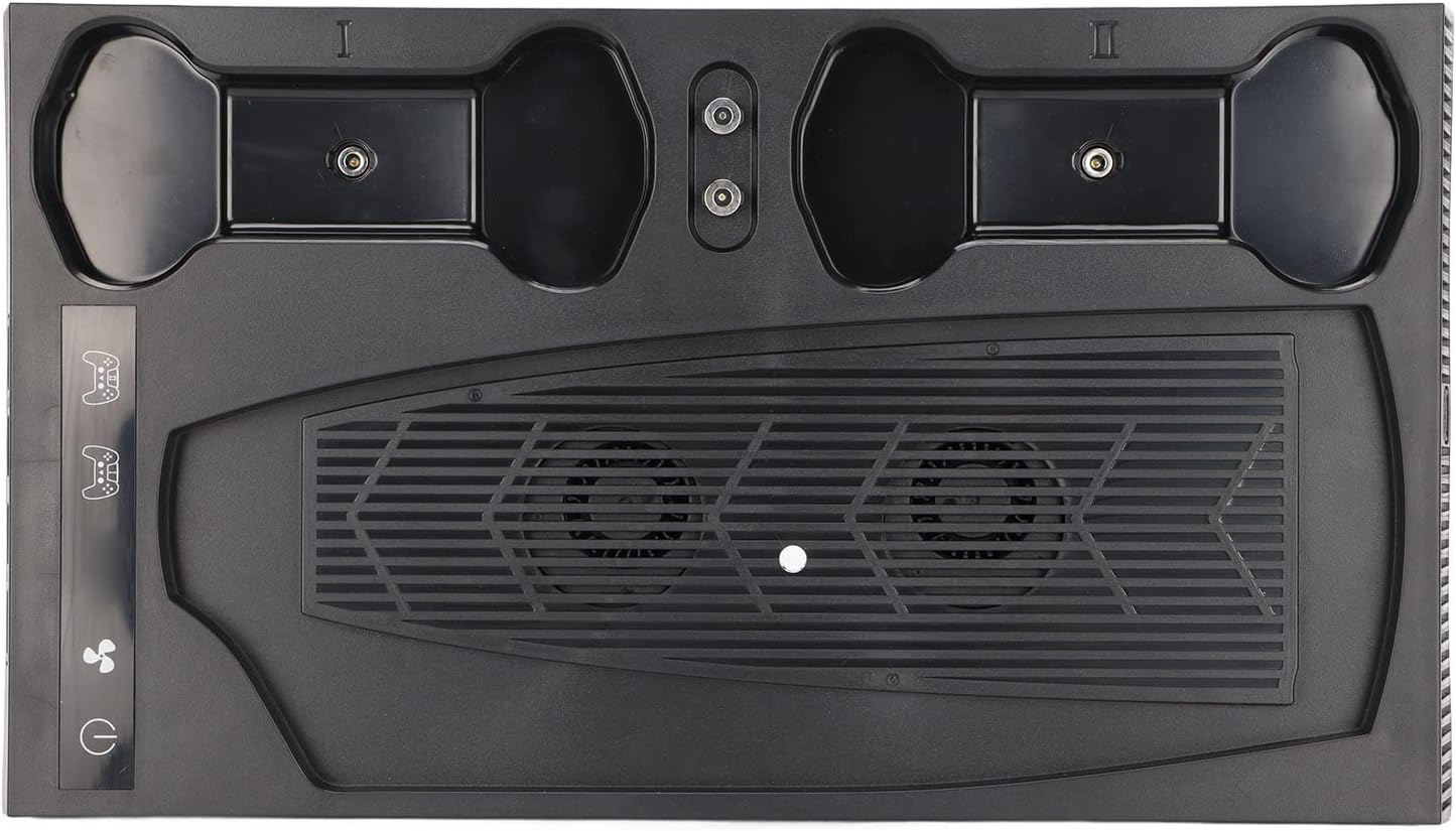 Cuifati for PS5 Stand Cooling Fan, Multi Function Cooling Fan Base with 2 Fans, Dual Controller Charger Station with 2 USB&2 USB C, for PS5 Accessories, High Efficiency and Low Noise