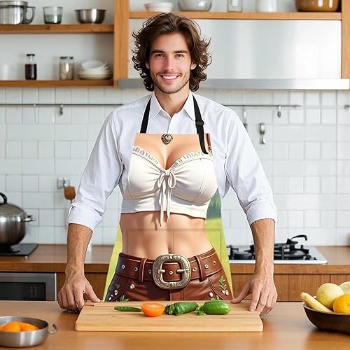 Miniatura 6 de ANNA QUEEN Delantal divertido para mujeres y hombres con bolsillos, delantales de cocina ajustables para cocinar, hornear, jardinería, lindo delantal