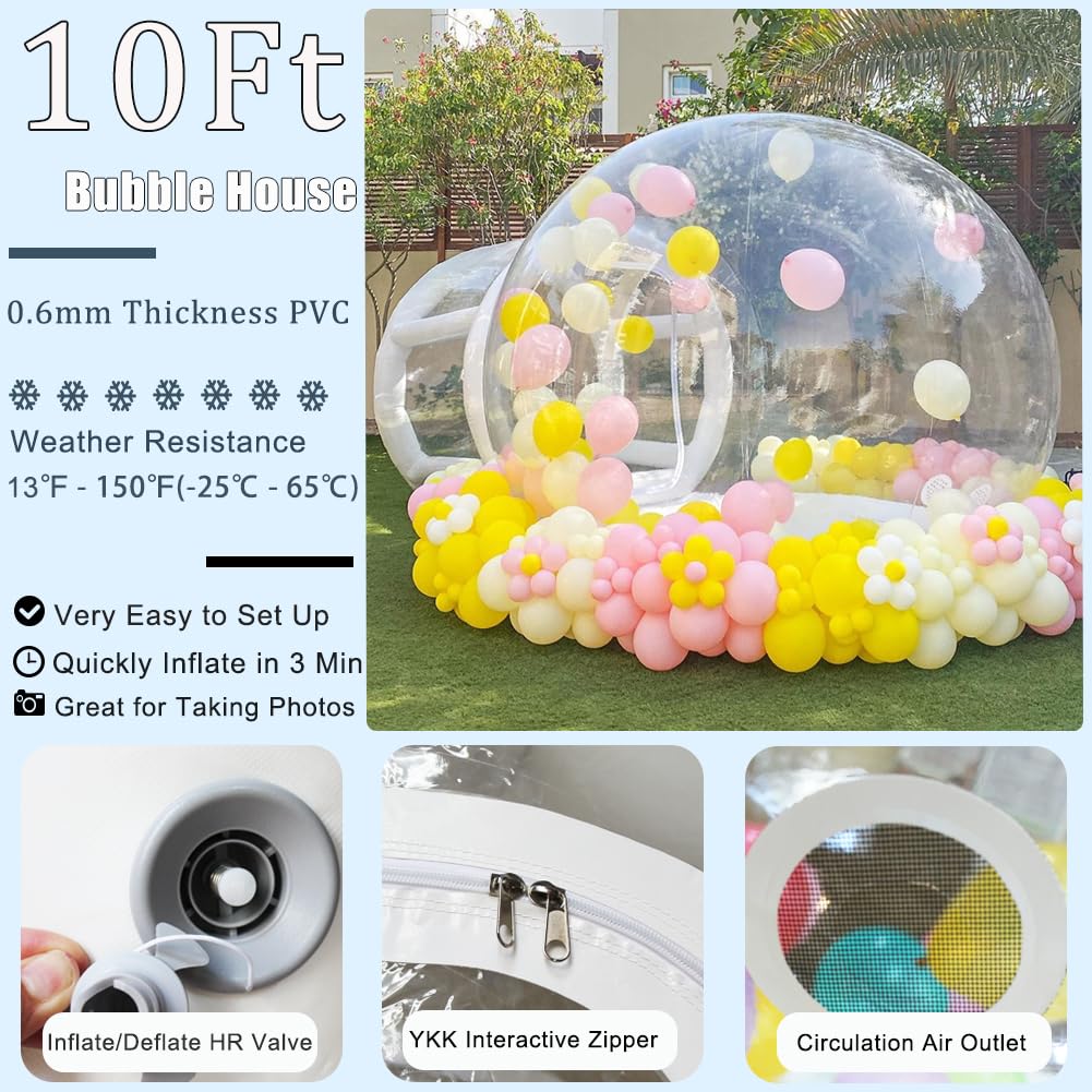 Casa inflable de burbujas con soplador para niños, tienda de campaña de PVC de lujo para fiestas comerciales y al aire libre, 10 pies, transparente