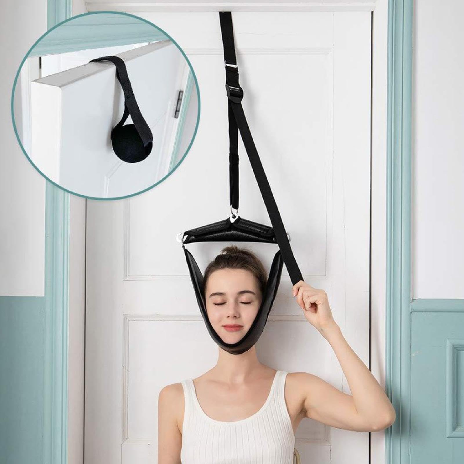 Dispositivo di Trazione del Collo Cervicale Regolabile Sopra la Porta, Nero