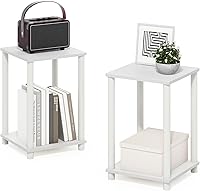 Vista 13 de FURINNO Elegante mesa auxiliar, roble francés gris/negro, paquete de 2 (2-99800GYW)