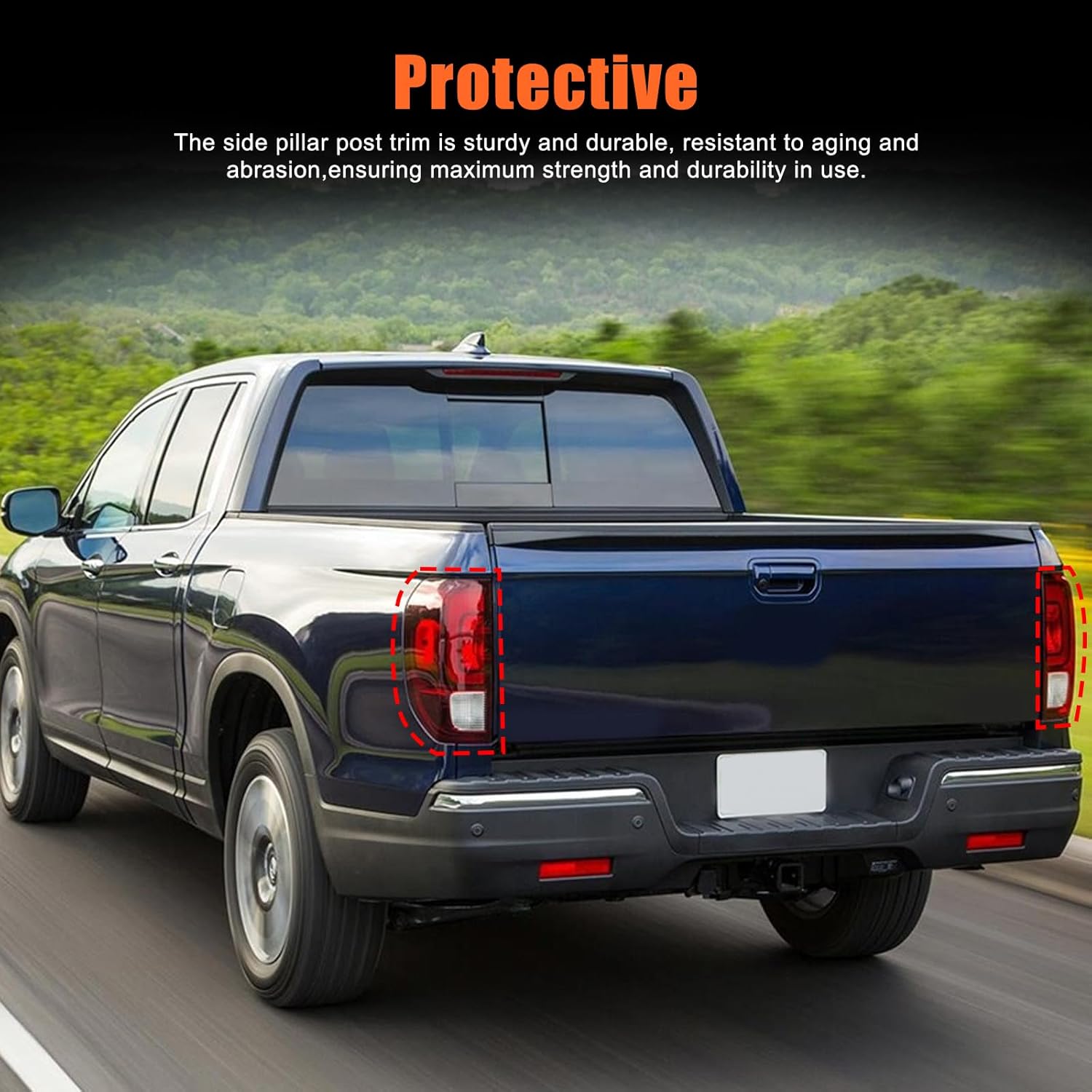 Rear Tail light Cover Compatible with Honda Ridgeline 2017-2025, Tail Brake Light Guard Cover Bezels, Reverse Tail Lamp Shell Shade, Smoked Headlight Protection Accessories, ABS