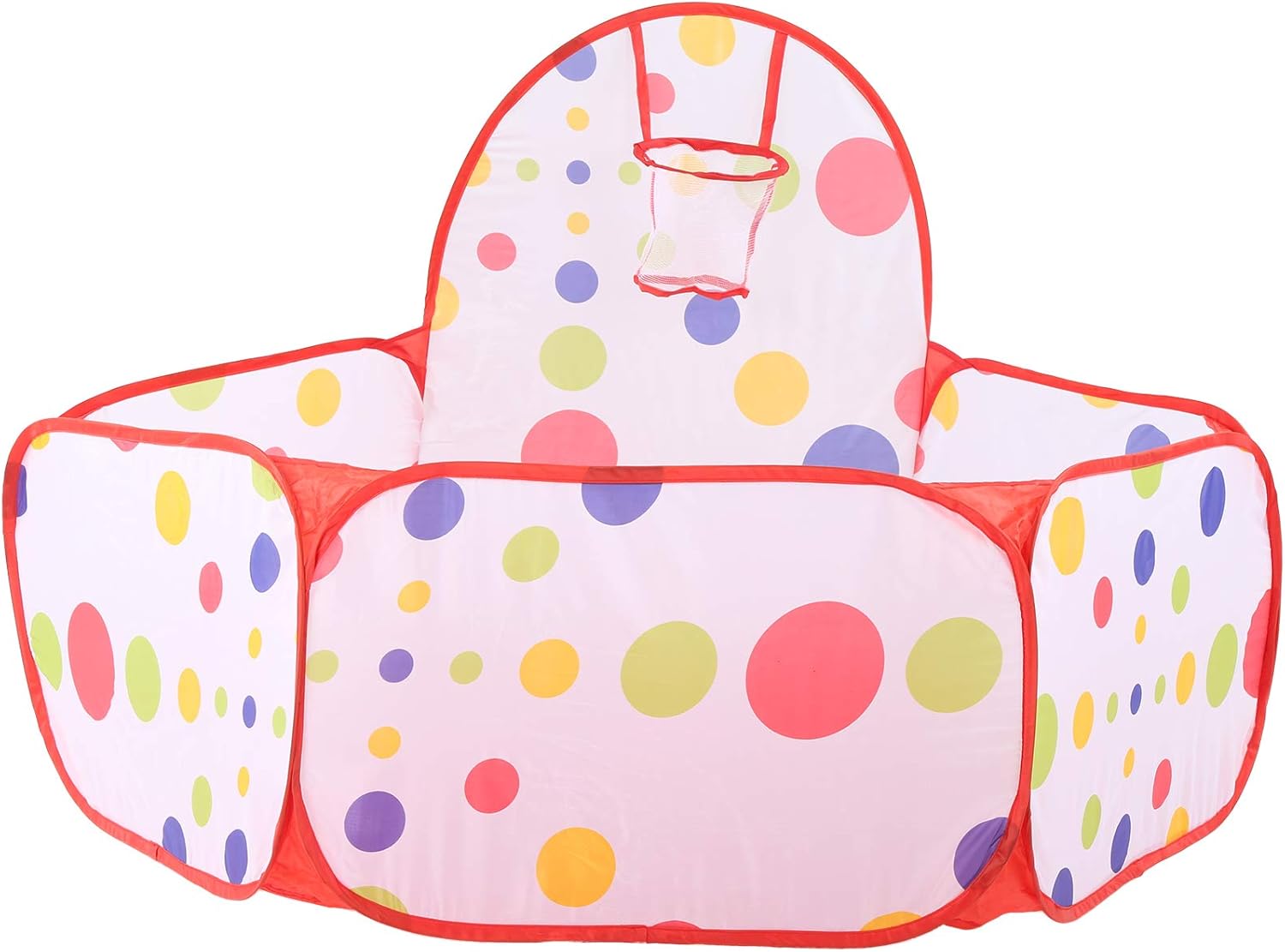 Toddler Ball Tent Pool with Basketball Hoop, Foldable Kids Play Tent, Soft Polyester Ball Pit for Babies Under 3, Includes Storage Basket for Indoor Outdoor Play
