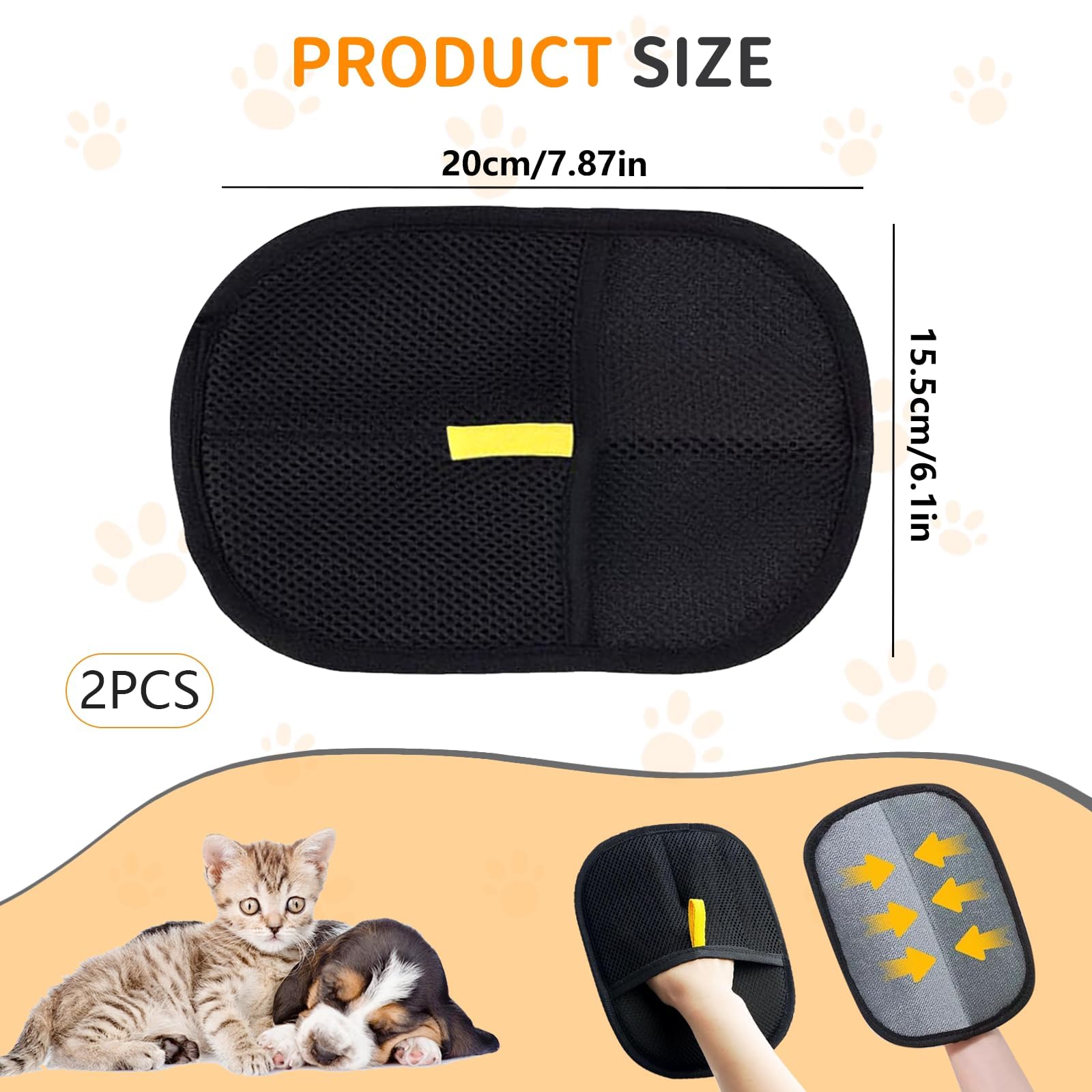 2 Gants Anti-poils Pour Chat/chien – En Maille Et TPR, Poils Bidirectionnels, Lavables, Pour Toilettage Et Nettoyage