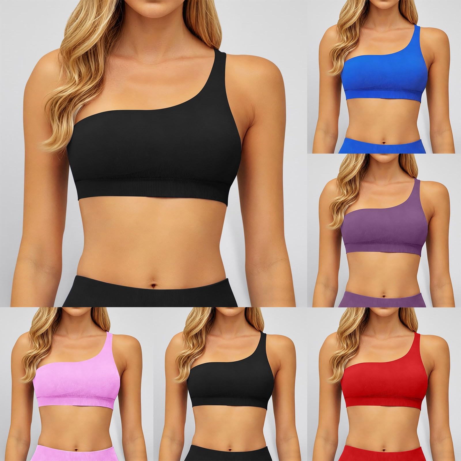 Reggiseno sportivo asimmetrico da donna, reggiseno push up, comodo bralette per fitness, allenamento, costume da bagno, top bikini crop top canotta