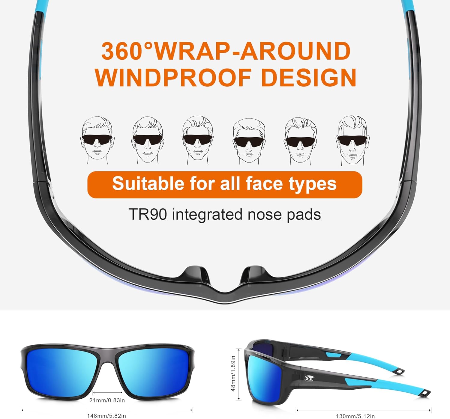 suoso Sports Polarized Sunglasses for Men: Women UV400 Protection Wrap Around Sun Glasses for Fishing Cycling Running Driving - Image 4