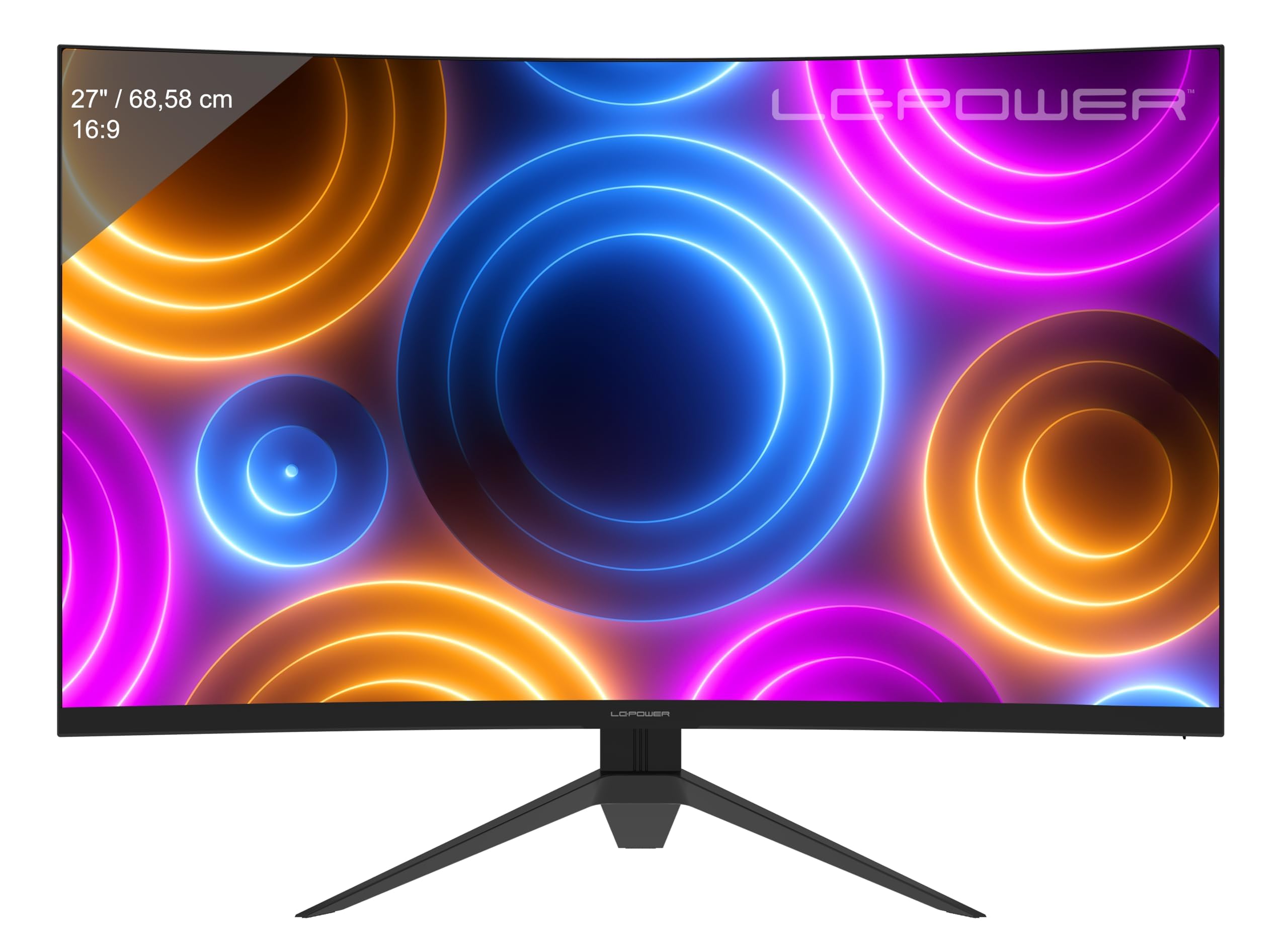 LC-Power LC-M27QC Monitor Gaming Curvo 27 Pollici, QHD 2560 x 1440, 180 Hz, 1 ms MPRT, 1500R, 4000:1, 16:9, Pannello VA, FreeSync,125,1% sRGB, 93,8% DCI-P3, DP/HDMI, Nero