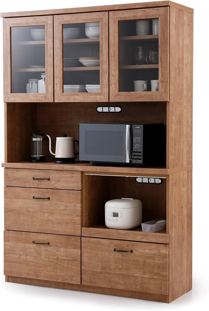 Amazon｜LOWYA ロウヤ 食器棚 キッチン キッチン収納 国産 幅120×高さ