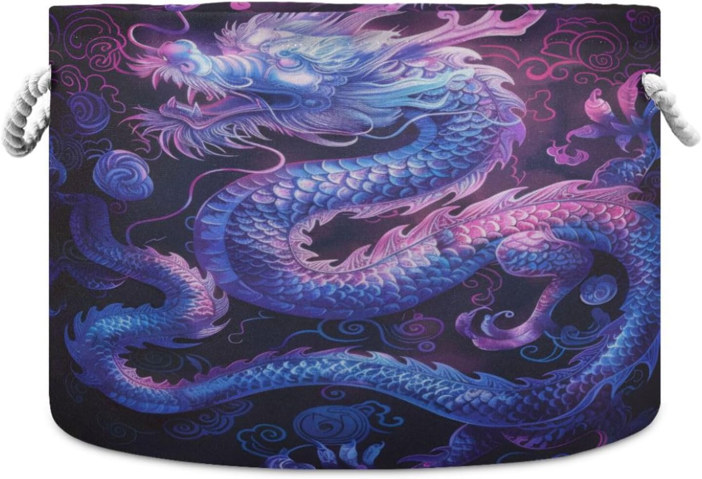 Serious Dragon with Cloud Storage Basket Cotton Rope Baskets for Closet Fabric Laundry Baskets with Handle for Toy Home Office Room Organizer