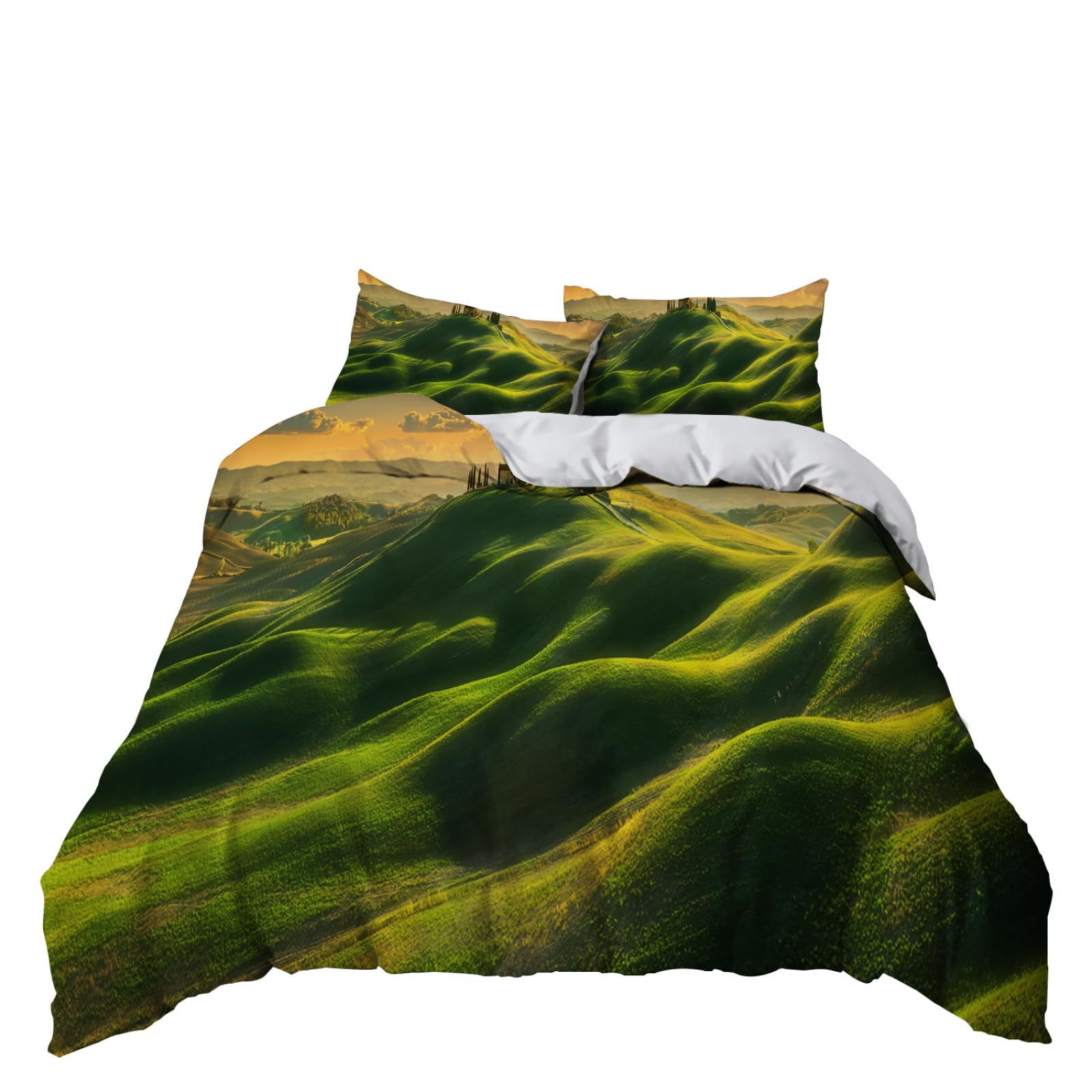 Copripiumino 200X200 Grassland Parure Copripiumino Matrimoniale Stampa Copripiumino Una Piazza E Mezza Ragazza,In Microfibra, Con 2 Federa(50X75Cm)
