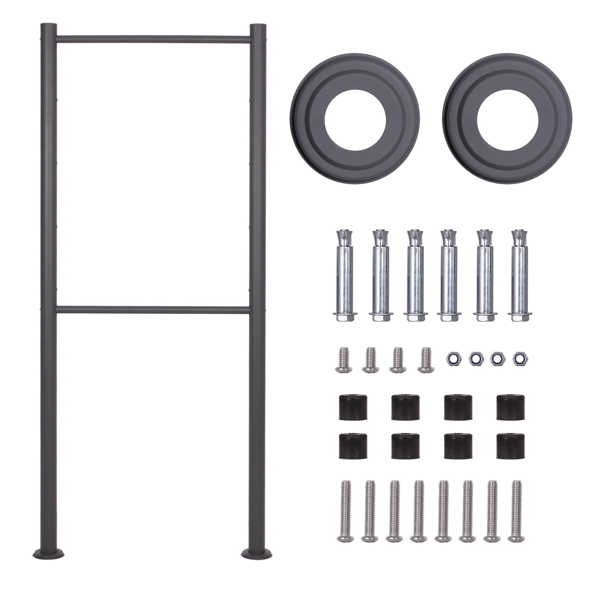 Wiltec Support pour 4 boîtes aux Lettres, 700 x 50 x 1703 mm, Anthracite, Poteau Mailbox, Piquet pour boîte à Lettres sur Pied