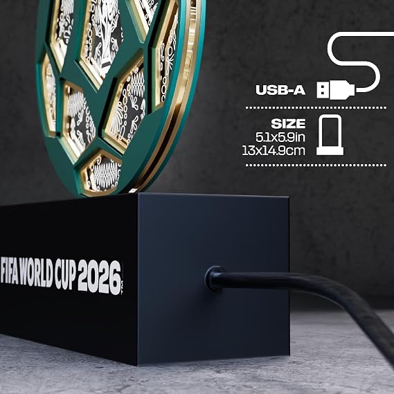 FIFA World Cup 2026TM Official Licensed LED Soccer Ball Replica Collectible Decoration Light Up World Cup, Commemorative Lamp, Soccer Memorabilia Gift for Fans & Collectors for Home Office