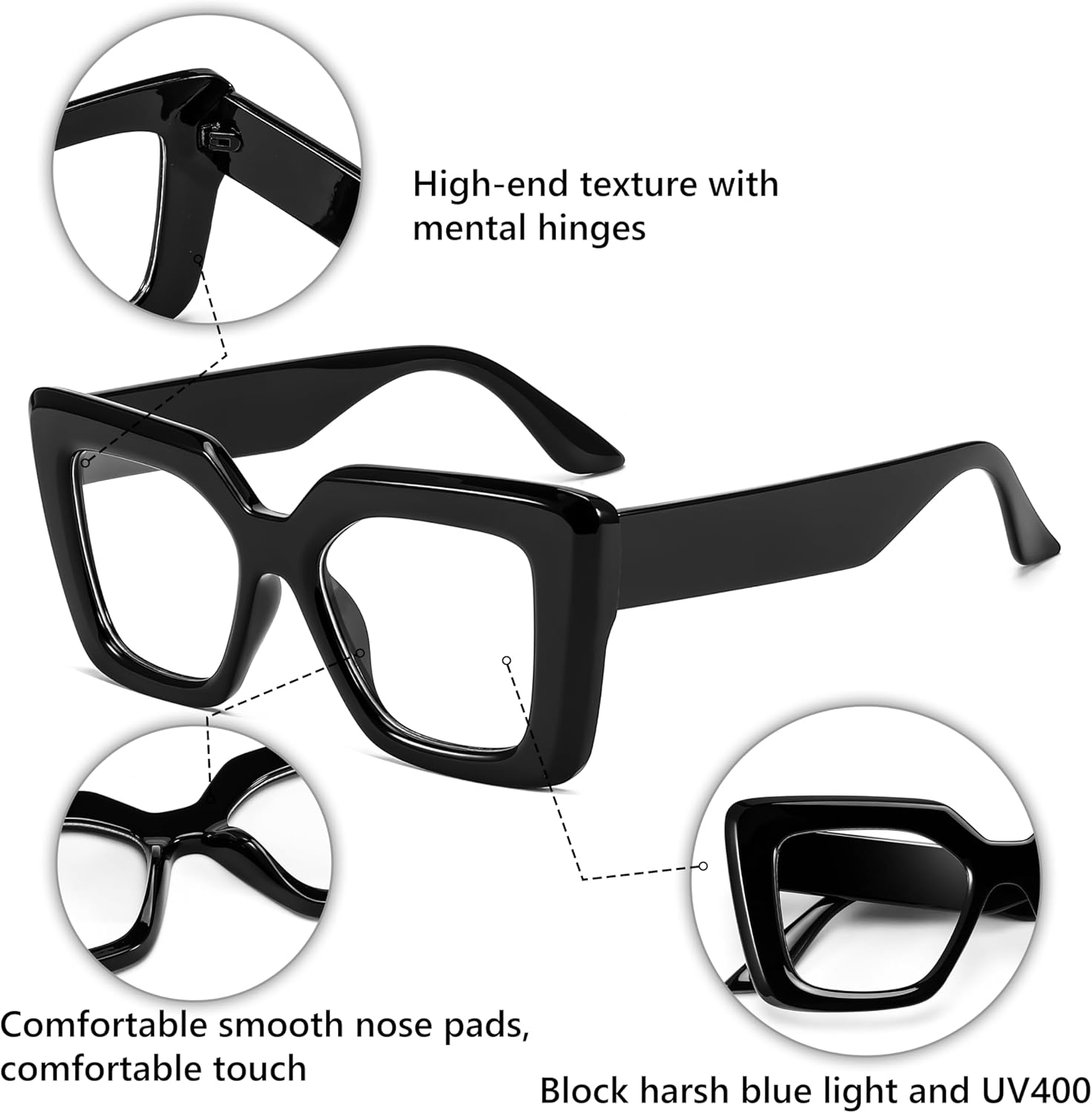 FEISEDY Oversized Square Blue Light Blocking Glasses for Women Men Fashion Computer Glasses Reduce Eye Strain B0111 - Image 4