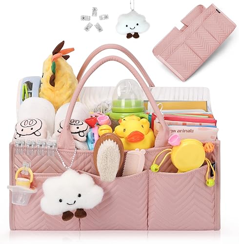 Miniatura 8 de Skycase Organizador grande de pañales, organizadores de bebé y almacenamiento para artículos esenciales para recién nacidos, cesta de almacenamiento
