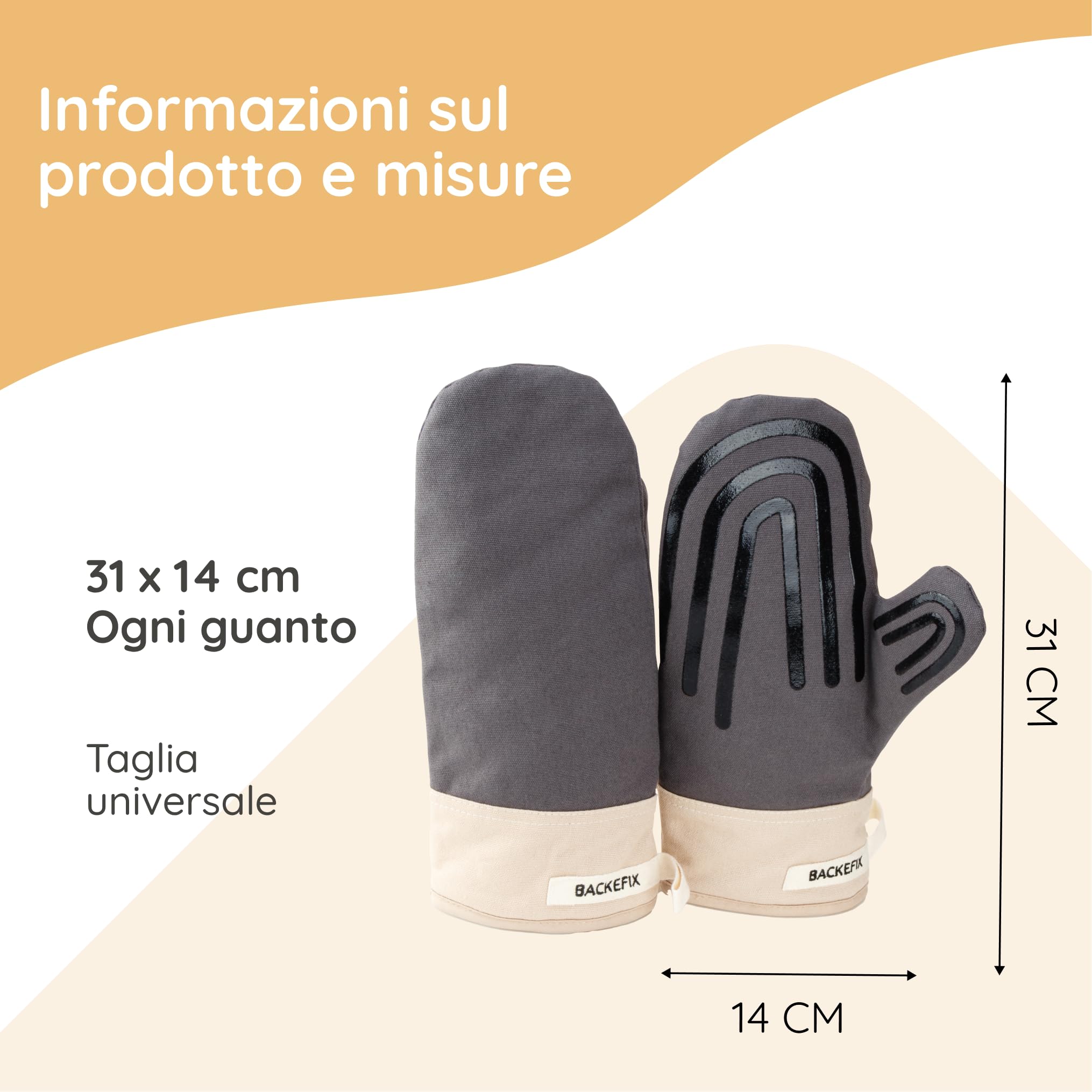 Guanti da forno Backefix con motivo in silicone – un paio di guanti da forno resistenti al calore fino a 250°C, antiscivolo, in cotone, sostenibili, lavabili, comodi e senza plastica