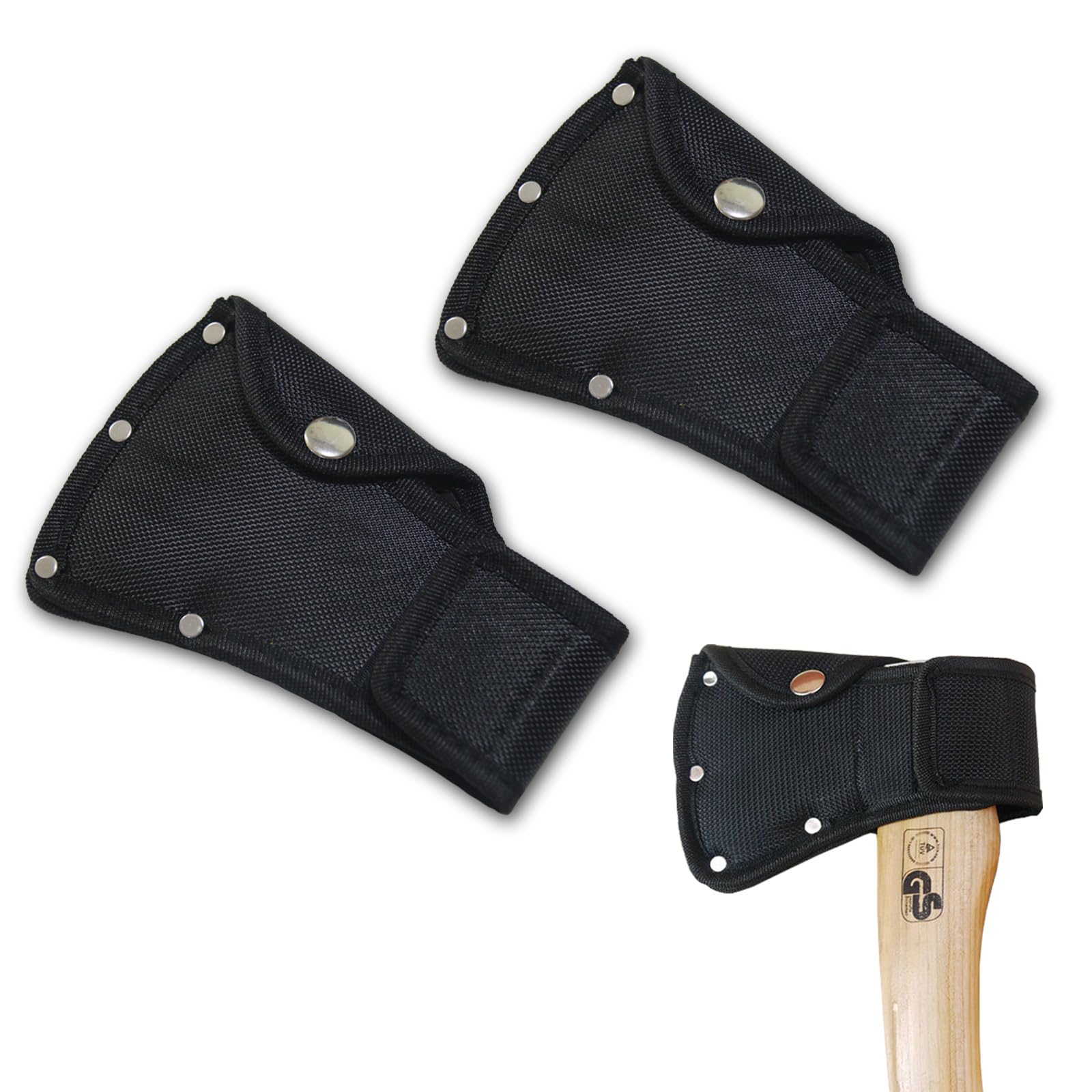 Xeerrfan 2Pcs Hatchet Cover for 1-1/4lb Axe, Black Ax Head Sheath Holster for Outdoor Hiking Camping Blade Protection, Double Snap Hatcher Blade Protector
