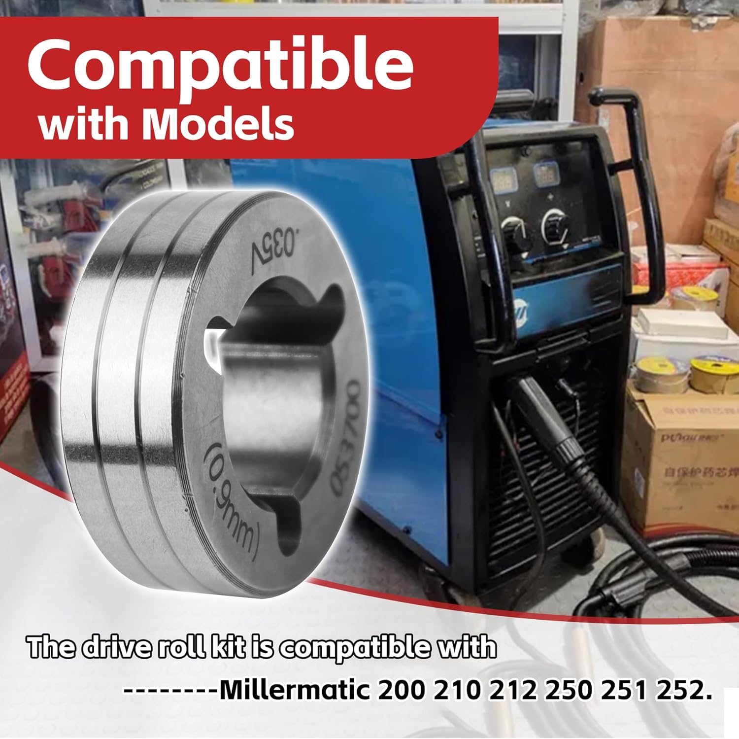 035" Drive Roll Kit Replaces for 079595, Compatible with Millermatic 200 210 212 250 251 252 Welder, Drive Roll with Guide Wire Tip (035" V-Groove)