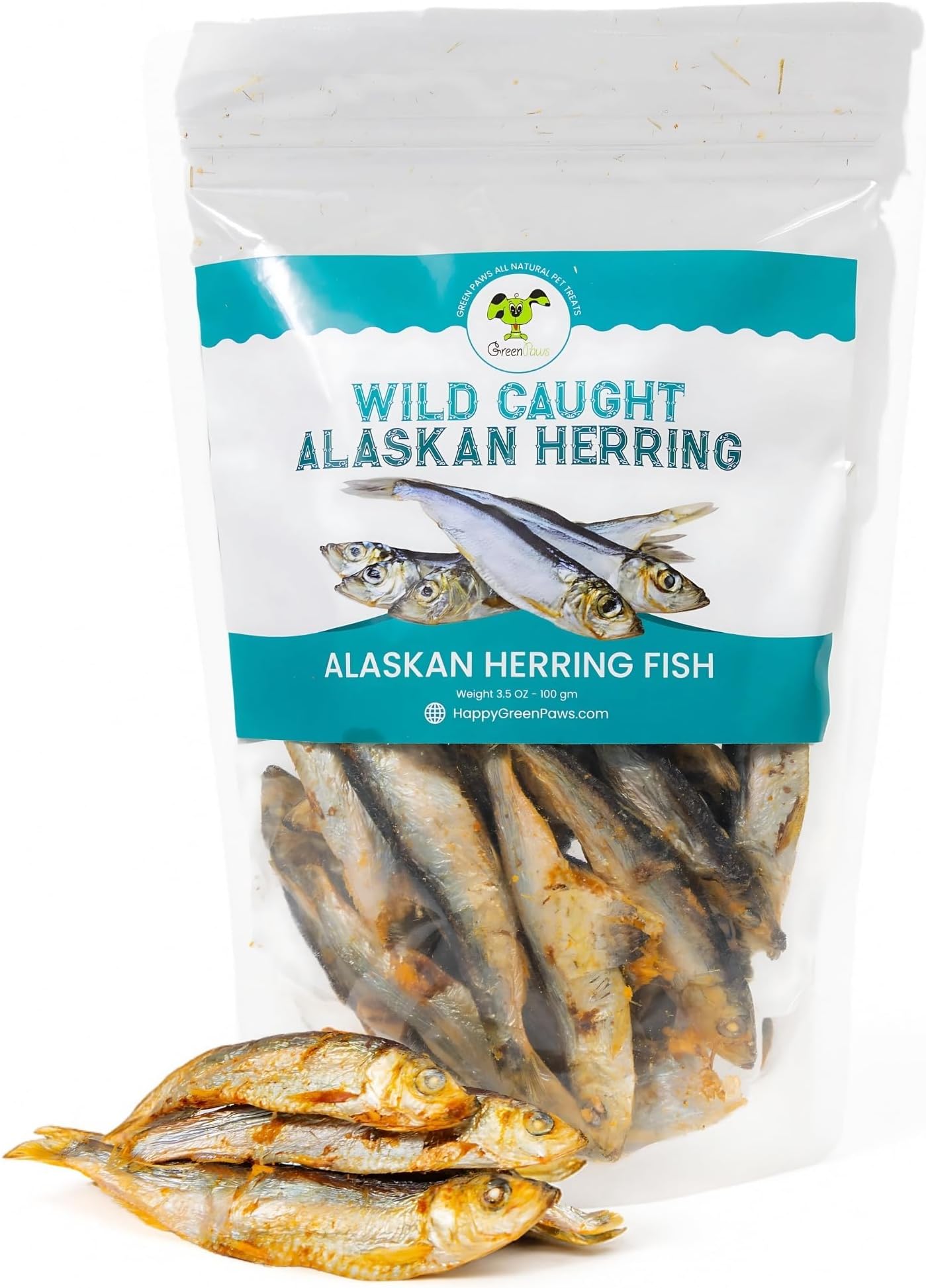 Gluten Free Herring Dried Fish Pet Treats Pure Wild-Caught & Single Ingredient Snack Healthy Dog Treat (3.5 Oz Bag)