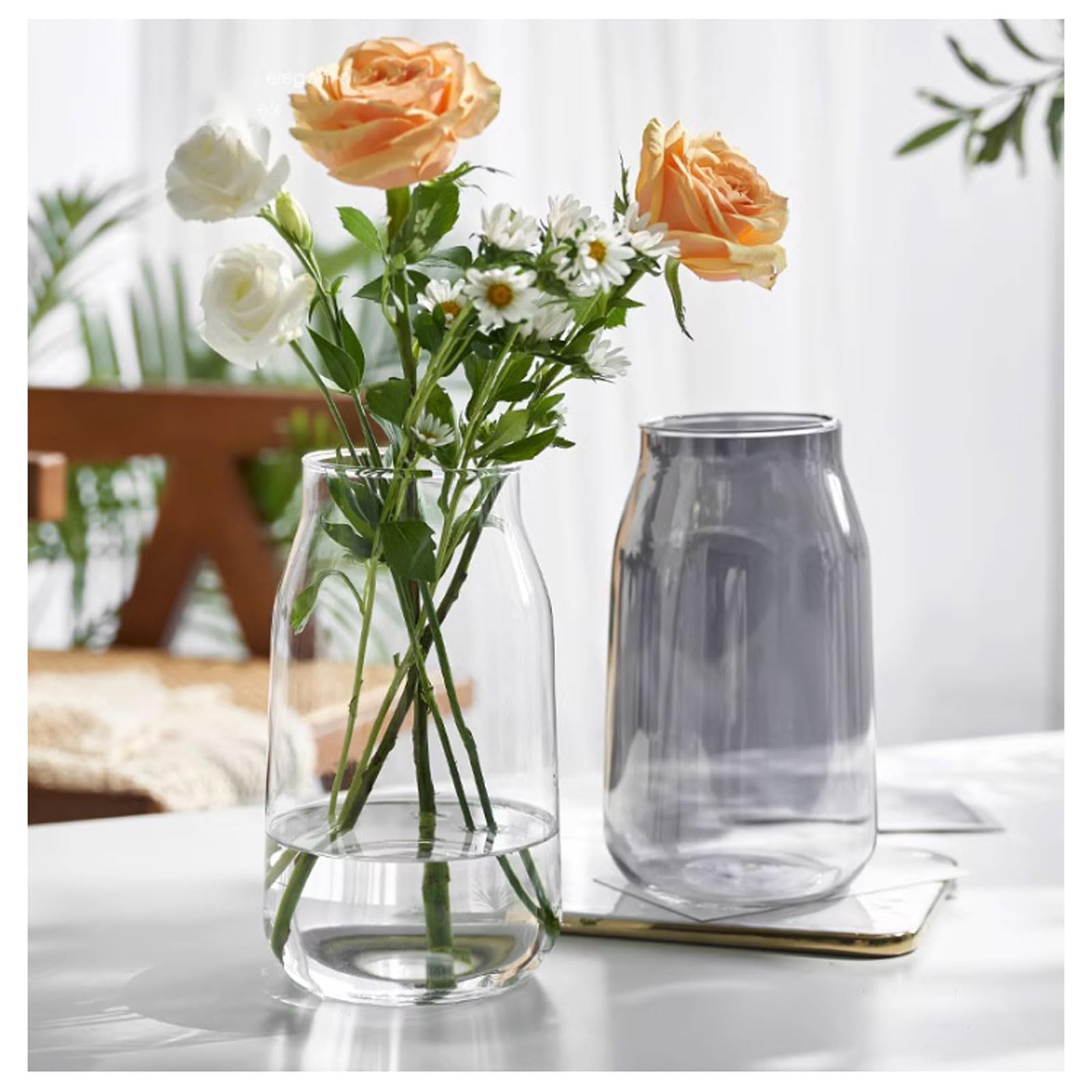 Vaso In Vetro Trasparente Koomuao | Forma Diamante, Per Idroponica O Fiori, 14,5x7 Cm (piccolo) - 3