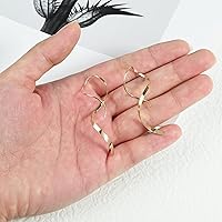 Vista 6 de Handmade Spiral Threader Earrings Sterling Silver Hypoallergenic Twisted Pull Through Drop Dangle Earrings for Women - Silver & Gold