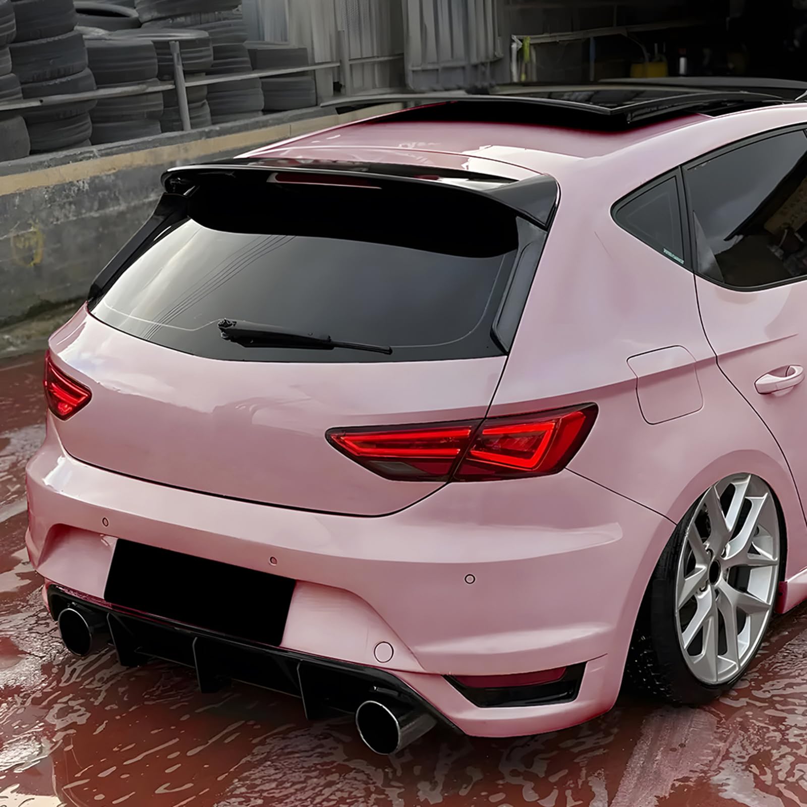 Alerón Spoiler Ala de Maletero Techo Trasero Divisor Lateral Trim Para SEAT Leon MK3 2013-2019 Negro