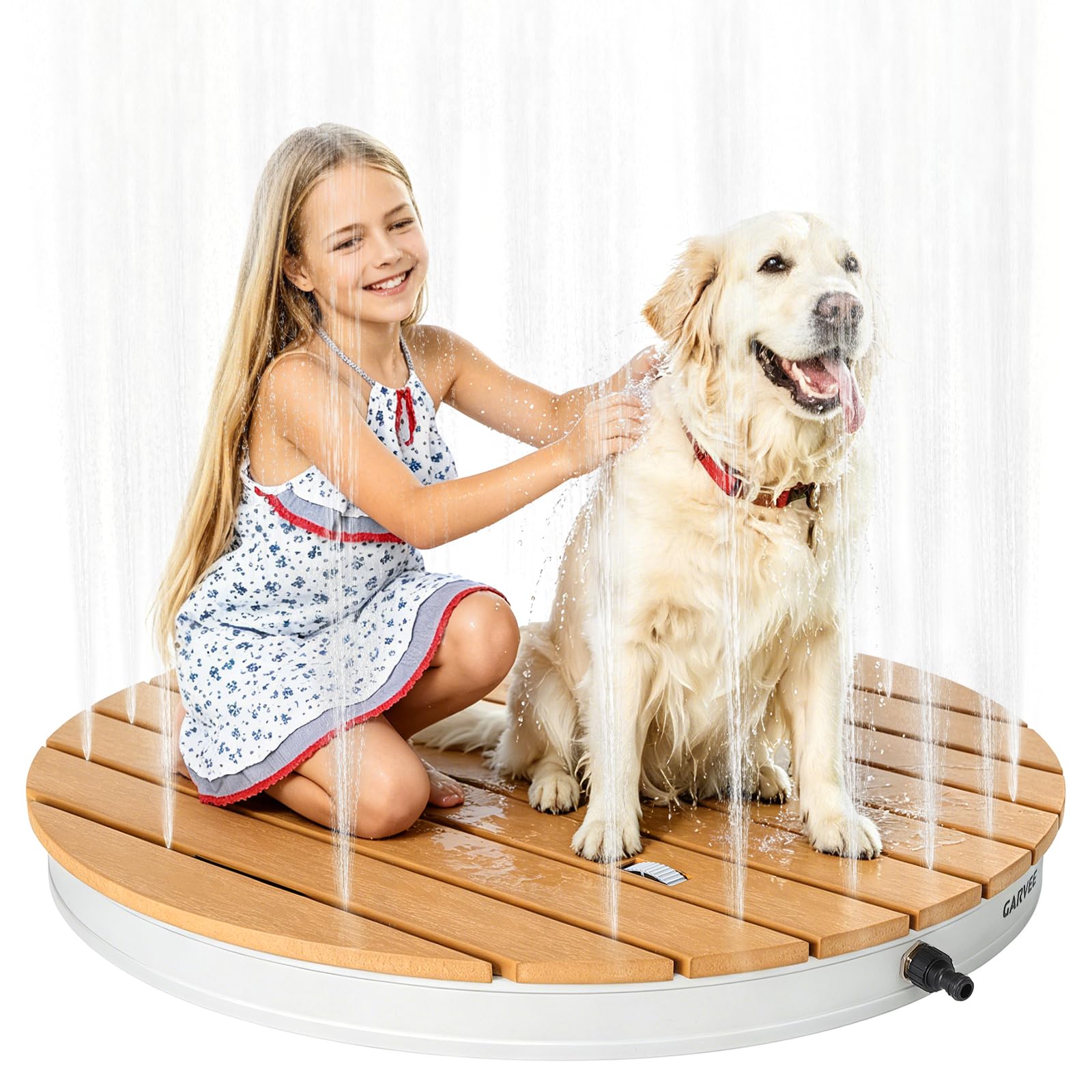 Gartendusche Aussendusche Garten Bodendusche Outdoor, Mobile Bodendusche Campingdusche, Mit Fußrad,Rund Fontänenhöhe Bis 4.5 m, Außendusche Rutschfest,Wasserdichte Pooldusche,Garten/Pool/Sauna