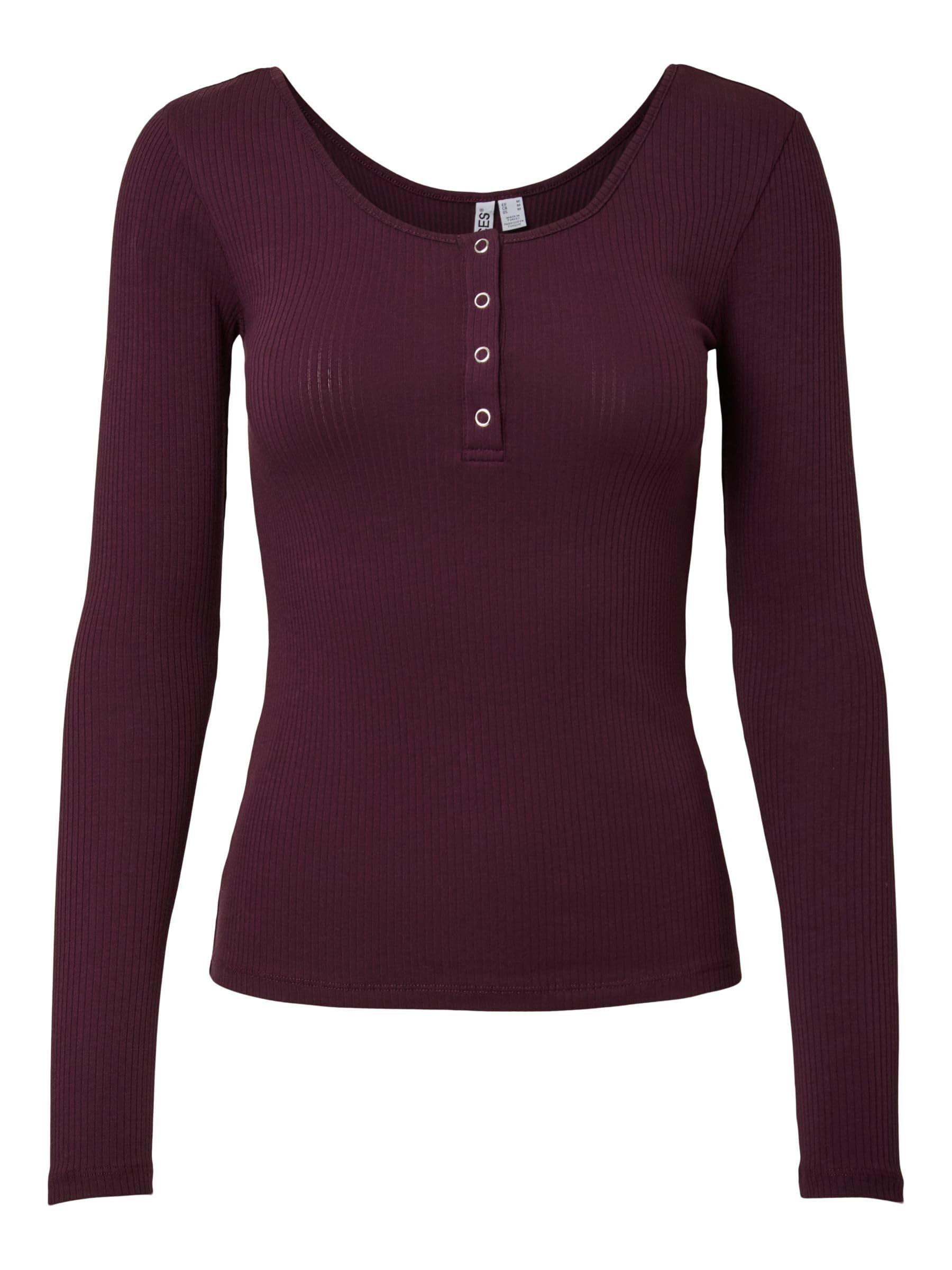 PIECES Womens Pckitte Top Noos Bc Plain Colours, Jersey, Long Sleeves, Normal, Wine Red, XS UK
