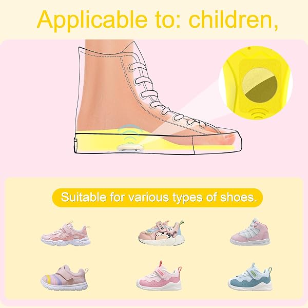 Semelles de protection Airtag RFUNGUANGO pour enfants et seniors. Retrouvez vos proches plus rapidement. Suivez vos pas et vos chaussures. Motif dessin animé mignon - Taille (195-210 mm). - 3