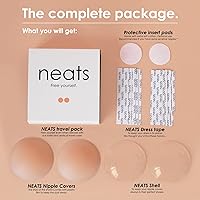 Vista 6 de NEATS Cubiertas de pezón para mujer, pastillas adhesivas de silicona hipoalergénicas y reutilizables