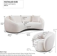 Vista 2 de Juego de 2 sofás curvos, modernos sofás de sala de estar, sofás integrales, sofás de 3 plazas + silla giratoria de 360 grados con respaldo curvado