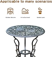 Vista 2 de JARDIN DE CENTENNIAL Juego de Bistró para Patio. Juego de Mesa de Bistró de Aluminio Fundido Resistente al Óxido con Orificio para Sombrilla