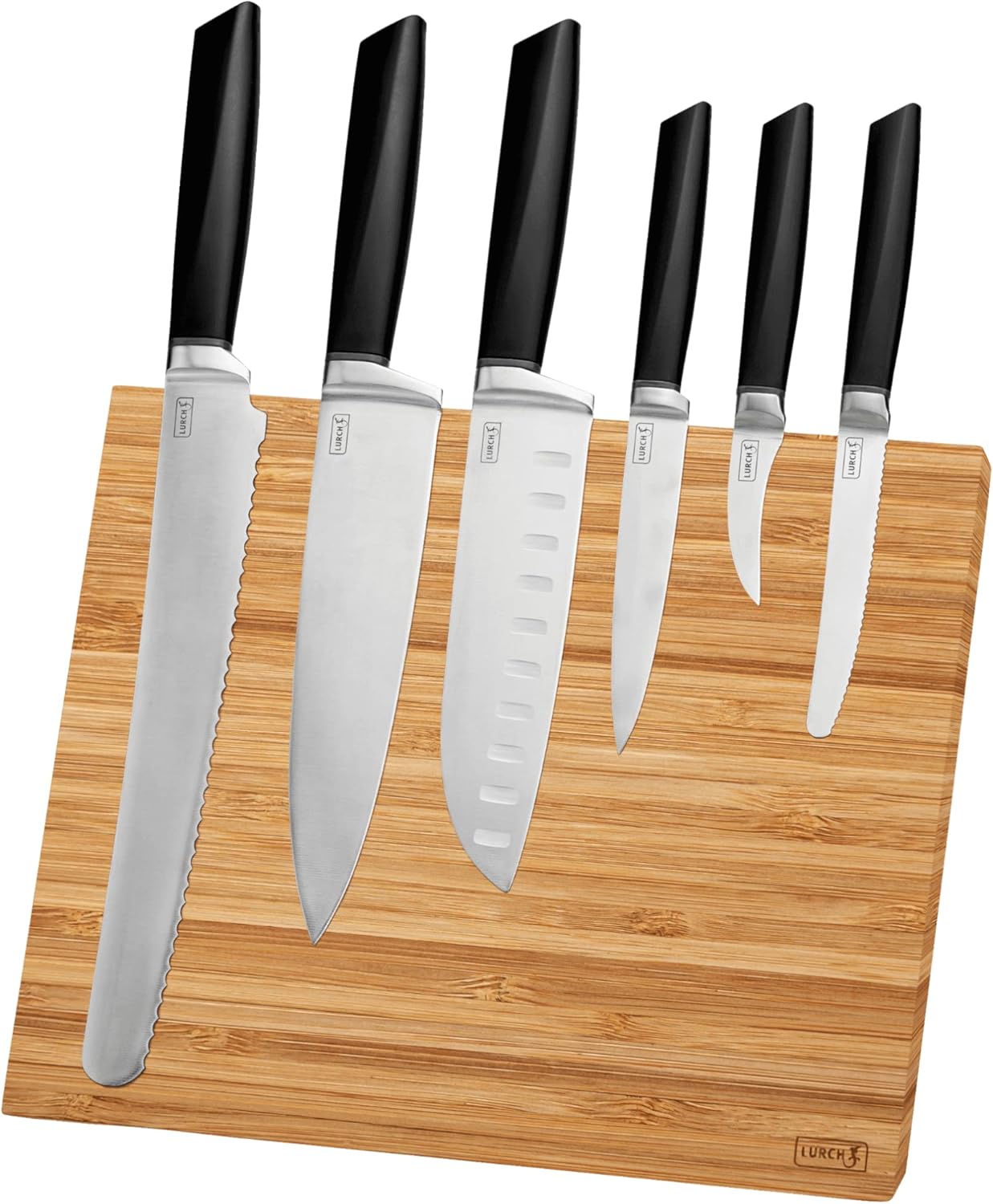 Lurch 230400 Tango Knife Block (Magnetic) Made of Bamboo with 6 Tango Knives Made of Corrosion-Resistant 3CR14 Knife Steel