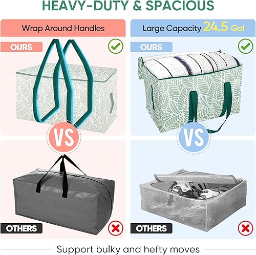 Miniatura 4 de BALEINE - Paquete de 8 bolsas de mudanza extragrandes, con asas reforzadas, bolsa de almacenamiento resistente para ropa, suministros de mudanza