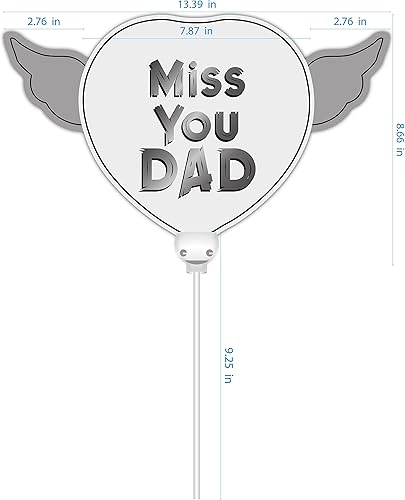 Miniatura 2 de Globos celestiales en un palo Miss You Dad (azul) globo en forma de corazón con alas de ángel