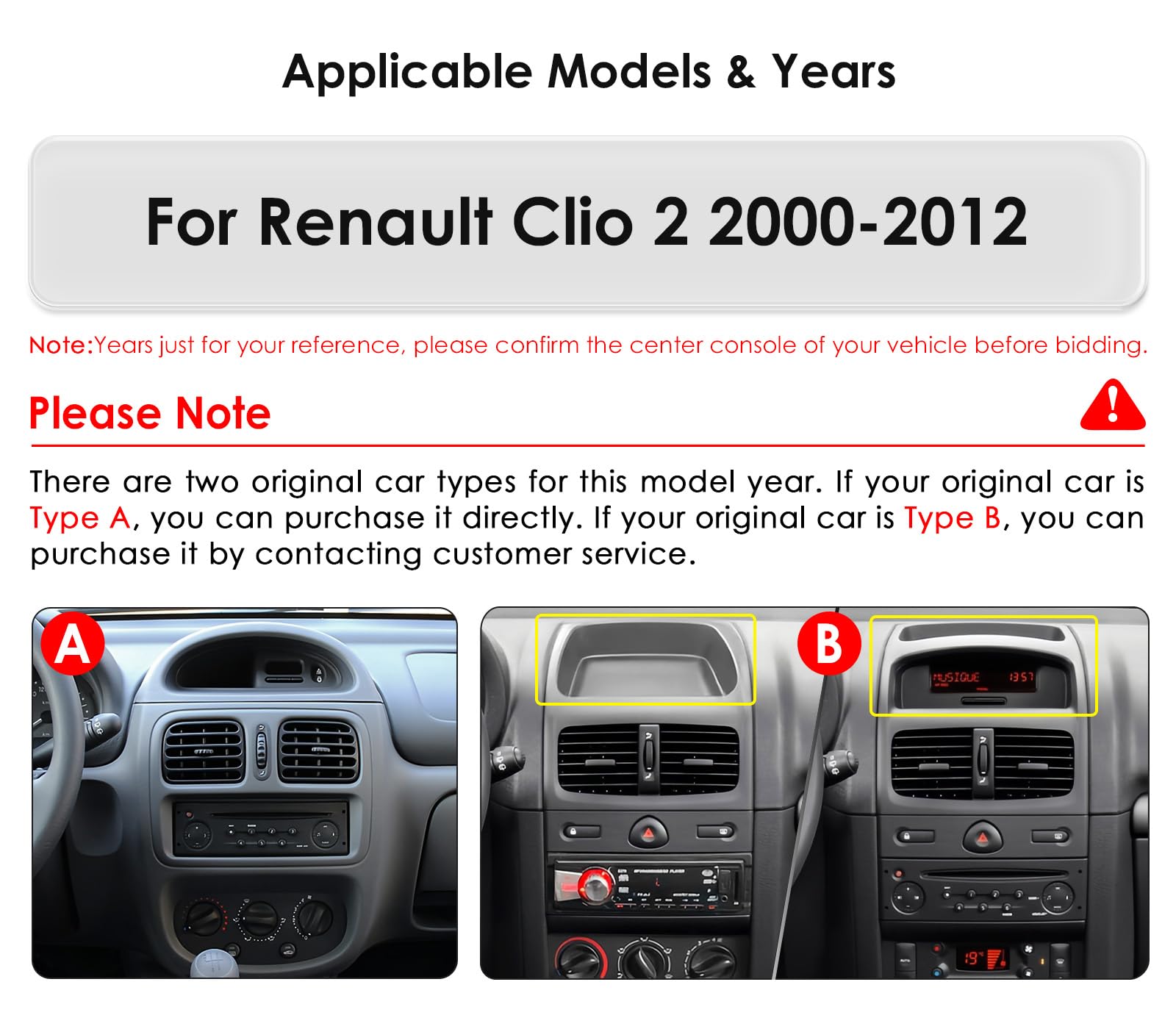 Ossuret Radio samochodowe do Renault Clio 2 (2000-2012), 9 cali Android 13 ekran dotykowy 2+32 GB GPS nawigacja z Carplay Android Auto WiFi Bluetooth sterowanie kierownicą (typ A)