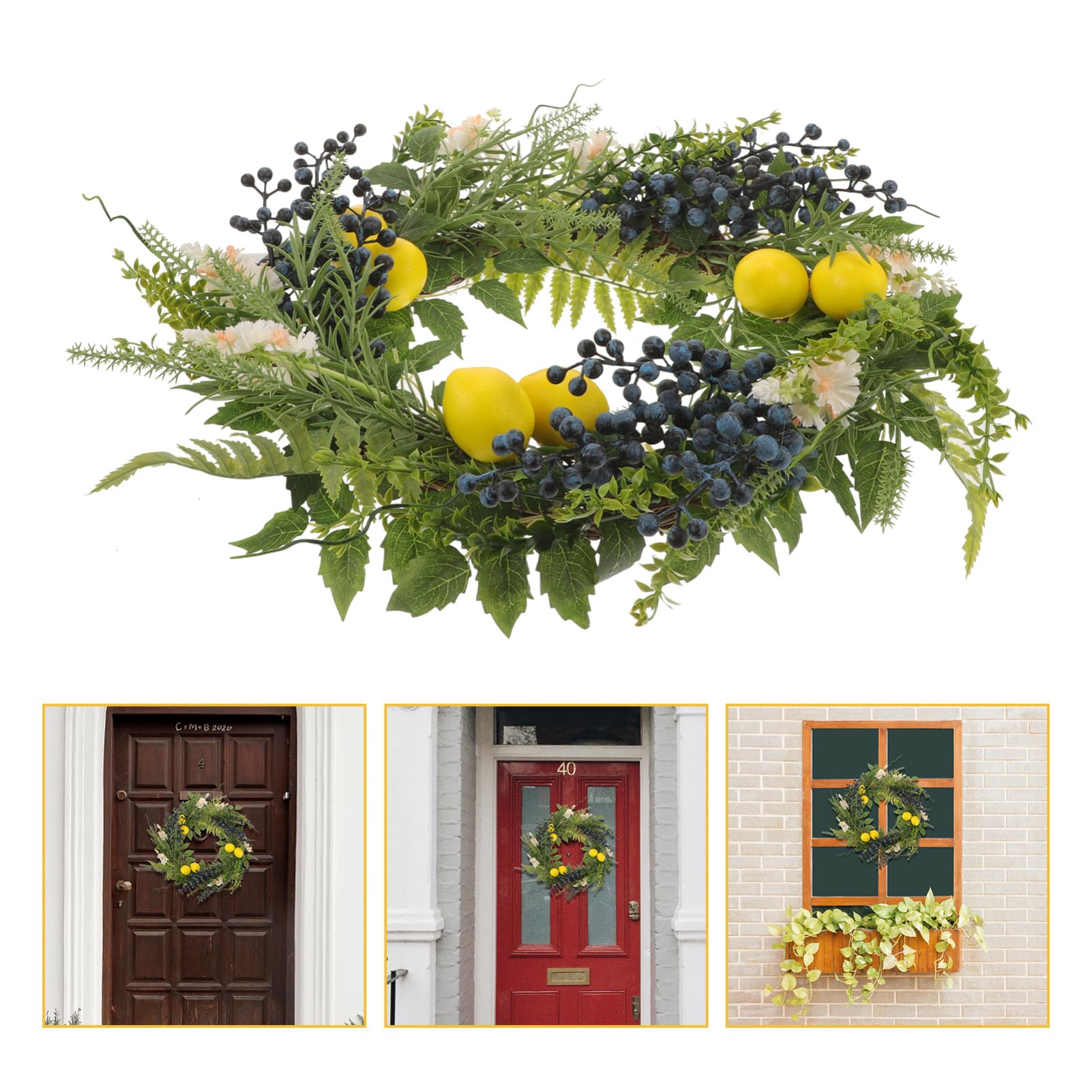 Cabilock Ghirlanda Artificiale Limoni e Mirtilli Decorazione da Appendere per Porta d Ingresso Ghirlanda Finta per Interni Ornamento Primaverile per Casa e Feste