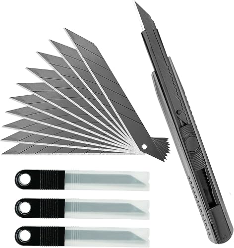 Miniatura 1 de Herramienta de corte de película de vinilo negro de 0.354 in con 30 cuchillas a presión, cuchillo de corte para envoltura de película de tinte de