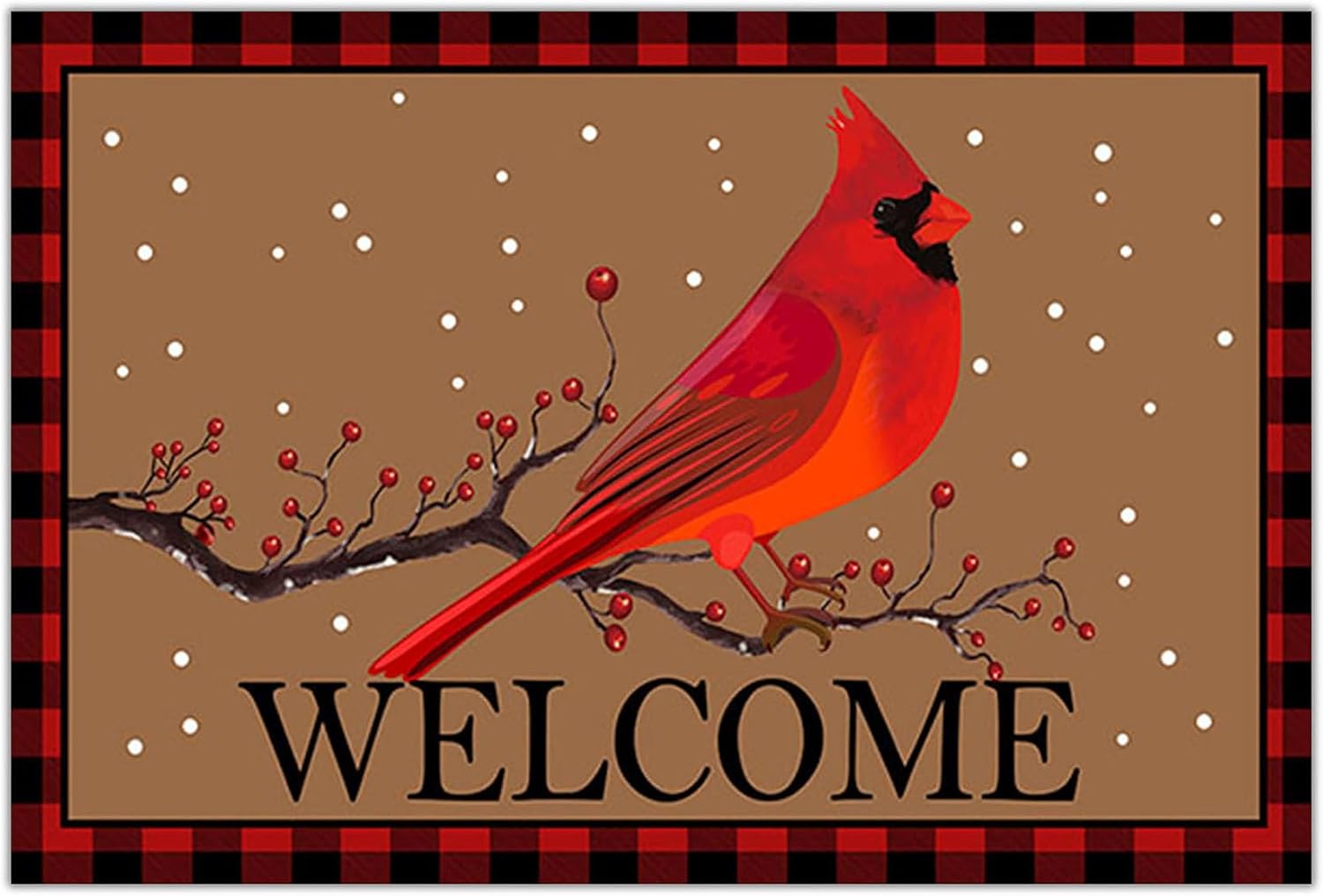 AZNWXY Christmas Buffalo Plaid Door Mat - Merry Christmas Doormat Winter Doormat Welcome Mats, Christmas Outdoor Mat 23.6" x 15.7"