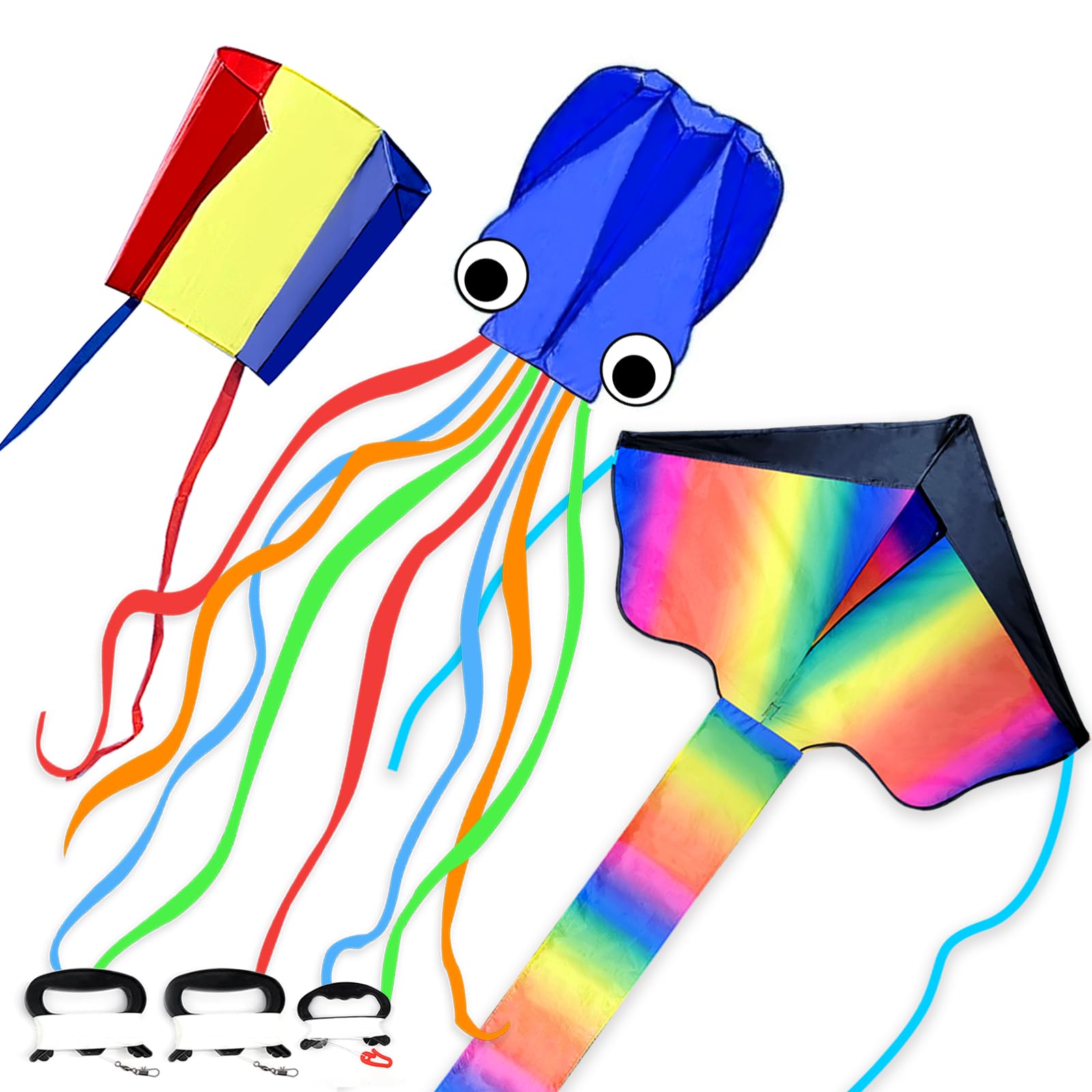 Simxkai Rainbow Delta Kite Butterfly Kite Octopus Kite Pocket Kite for Kids Adults Easy to Fly (2/3/4 Pack)