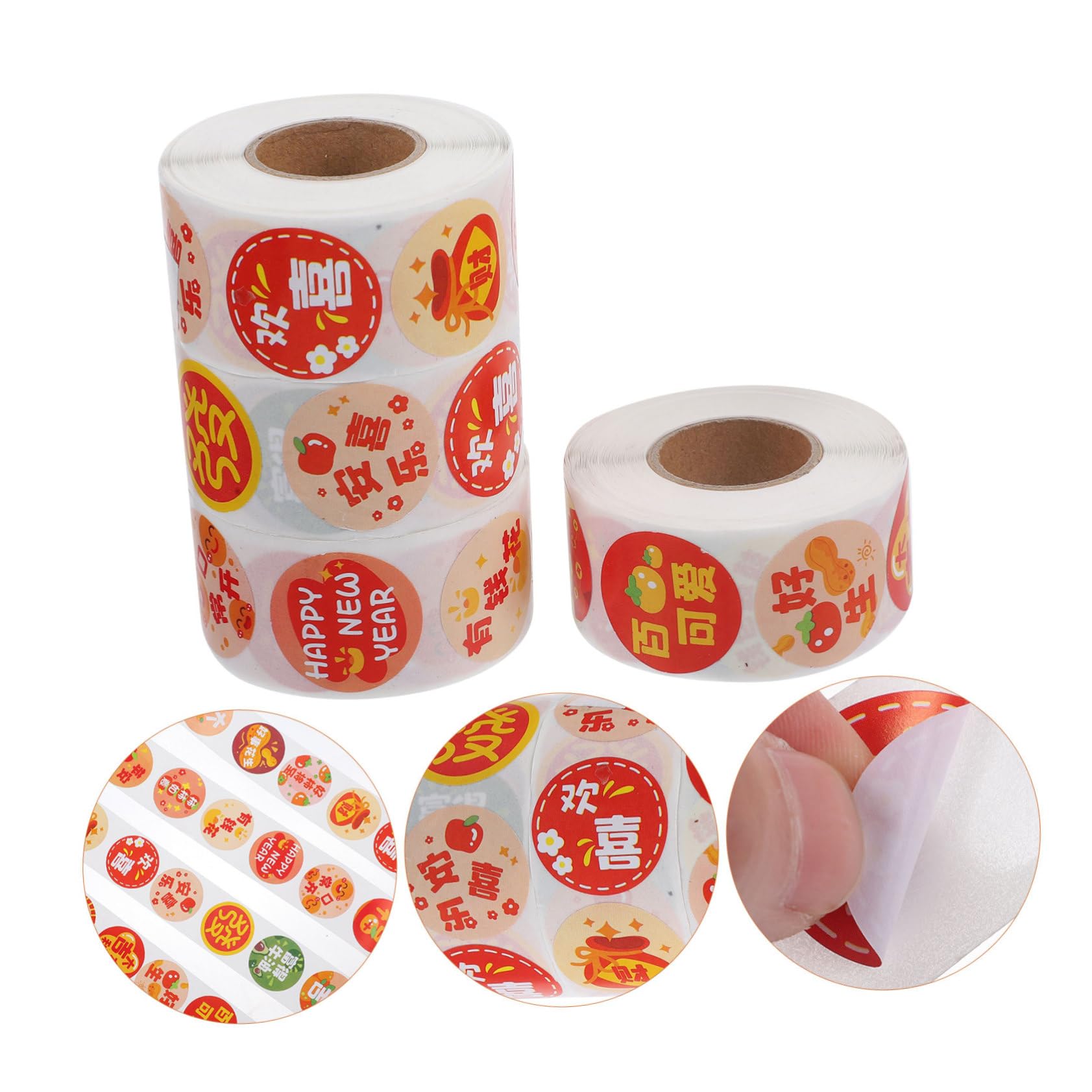 STOBOK 16rotoli Etichette Adesive Rotonde Cartone Pacchetto Da Sticker Divertenti Per Decorazioni Festive e Feste Facili Da Applicare e Rimuovere Senza Residui