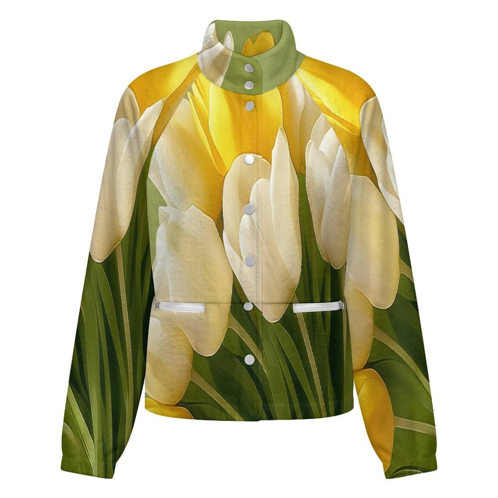 OFFSUM Chaqueta Polar Para Mujer - Hermosas Floresabrigo De Talla Grande Para Otoño E Invierno, Tops, Cárdigan, Ropa De Calle De Moda Para Exteriores, Resistente Al Viento, Ropa De Senderismo