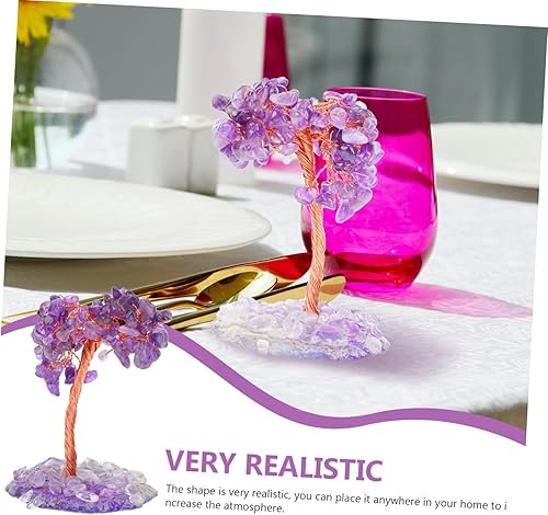 Miniatura 3 de Didiseaon 1 pieza de adornos de árbol para decoración de comedor para mesa, decoraciones moradas, chakras, bonsái, árbol de escritorio, estatua de