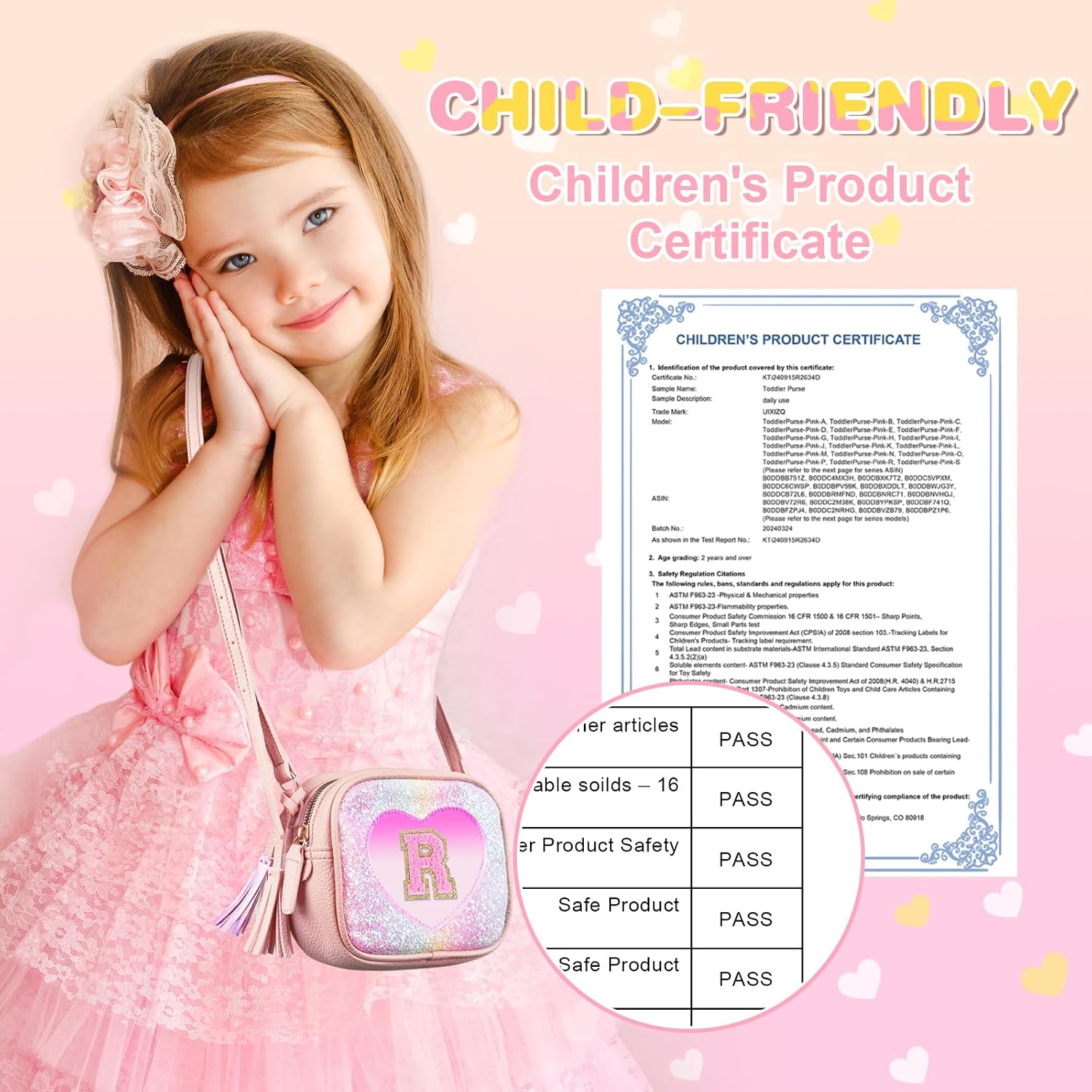 Personalized Toddler Purse for Girls 2–10, Cute Little Girl Purse & Kids Wallet, Small Initial Shoulder Crossbody Bag, Birthday & Christmas Gift for Daughter(Rainbow,R) image 3