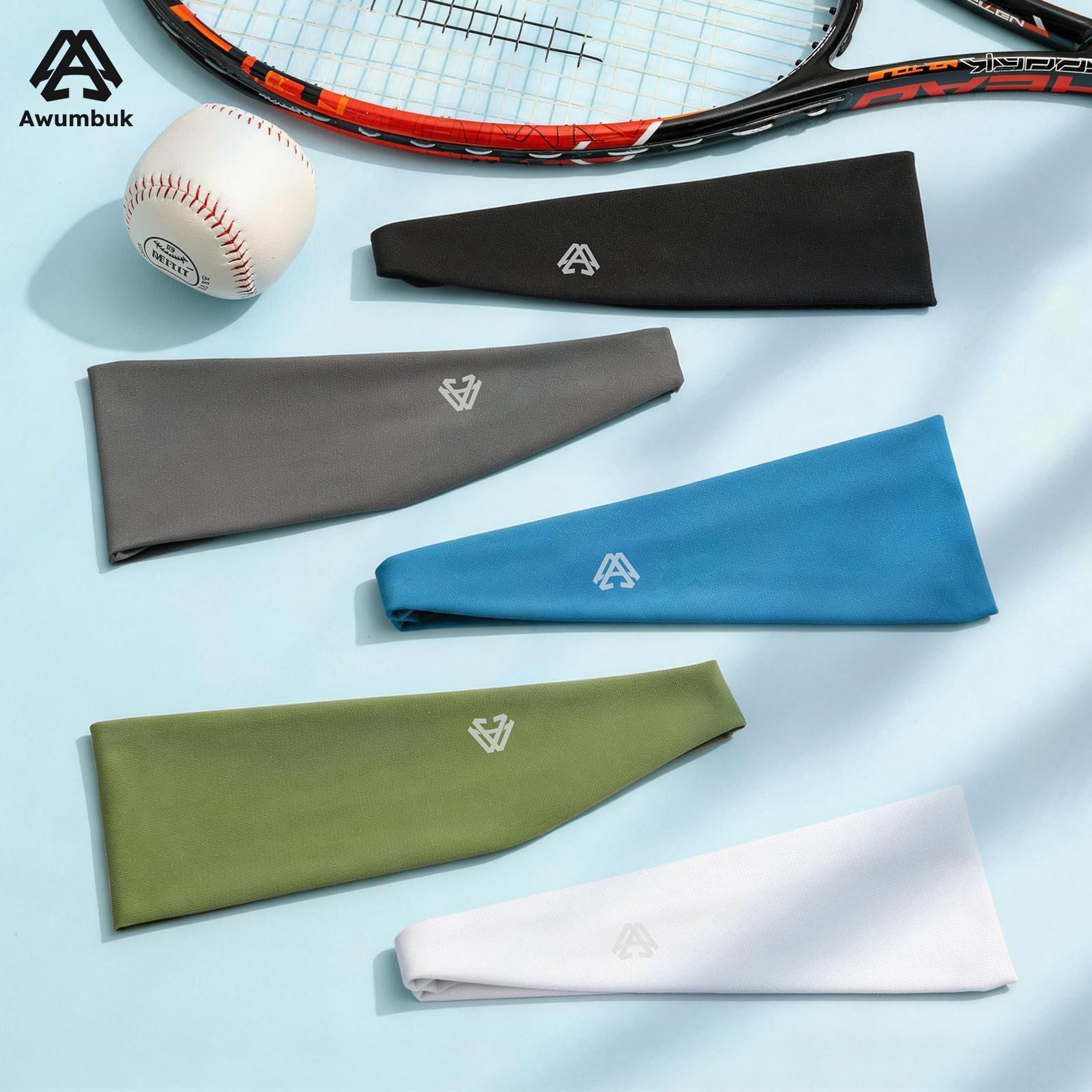 Awumbuk Cinta Pelo Deporte para Hombre, Color Negro, Pack de 5 Unidades