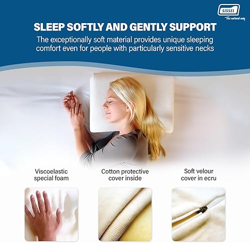 Miniatura 6 de SISSEL Almohada suave para cuello M  Espuma especial viscoelástica  Soporte ergonómico de columna vertebral  Funda de terciopelo lavable  Relajación