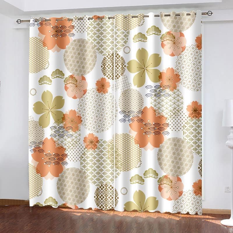 Miniatura 3 de YELDAN Cortinas de flores, cortinas opacas de lunares de 63 pulgadas de largo, juego de 2 paneles de cortinas con aislamiento térmico con ojales