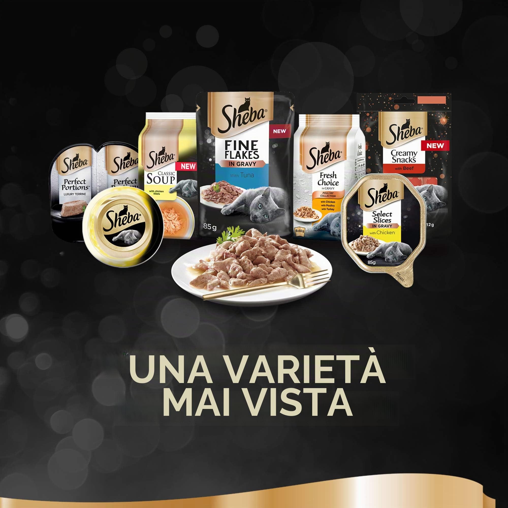 Sheba Delicatezze - Cibo umido per gatti, selezione di uccelli in gelatina, pesce, multipack (13 confezioni x 4 bustine x 85 g)