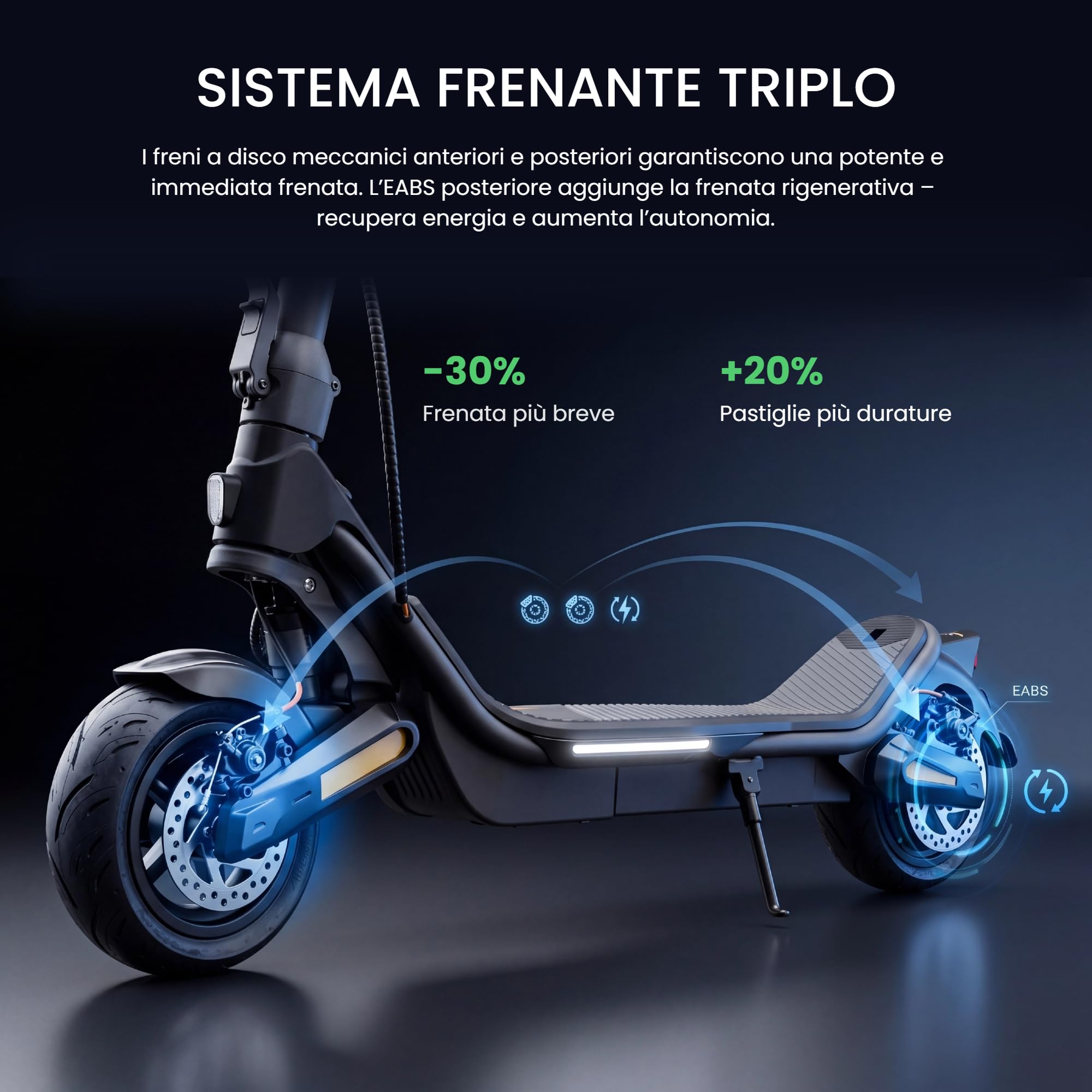 Monopattino Elettrico per Adulti con Sensore di Impronta Digitale, Autonomia 85 km, Pneumatici Tubeless 10,5 Pollici, TCS Controllo di Trazione