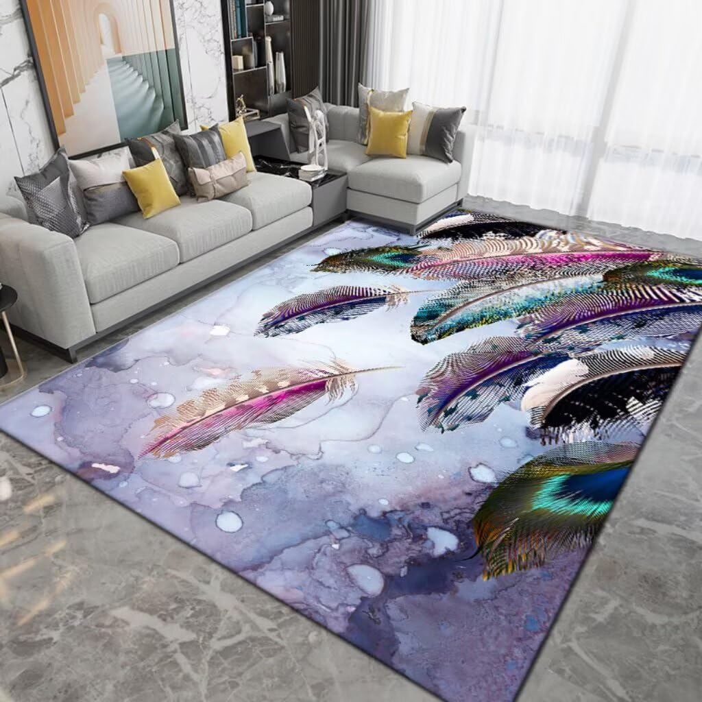 Tapis de couloir gris et violet à motifs géométriques pour sublimer vos espaces de passage