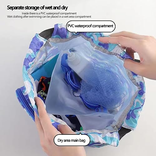 Miniatura 5 de Mochila de natación seca y húmeda para niños, mochila deportiva para niños, mochila deportiva, saco impermeable seco y húmedo separado